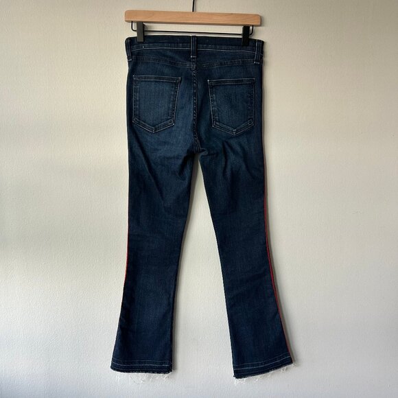 Veronica Beard Carolyn 10” Baby Boot Jeans Midinight w/ Fray Navy Red Size 26 - Picture 4 of 10